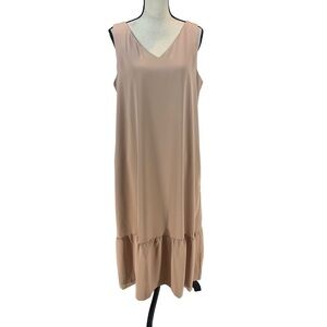 Starling Reine Sleeveless V Neck Ruffle Hem MIDI Dress - Pink - size 18